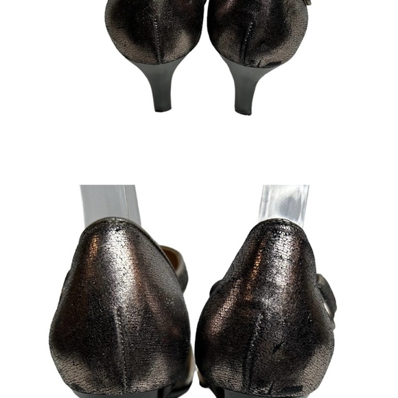 Sofft Metallic Gold Silver T-Strap Sandals Heels Women's Size 8.5 Comfort Shoes - Picture 4 of 9